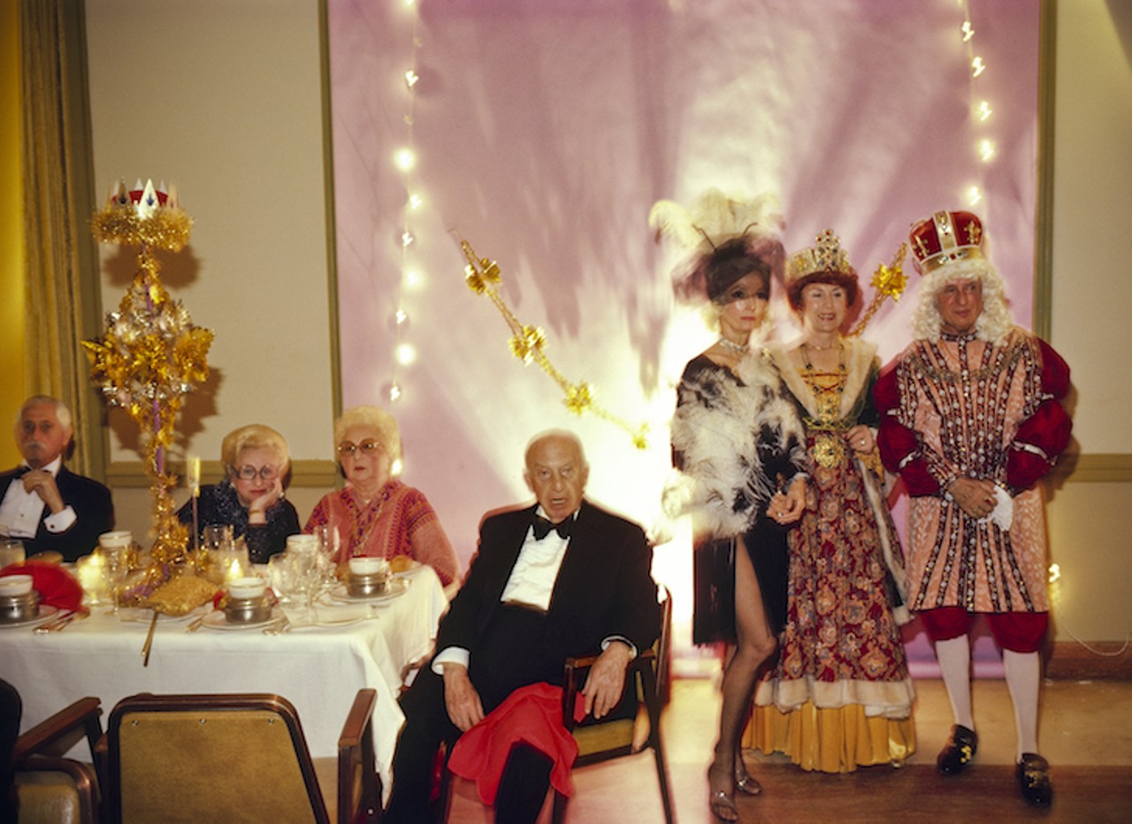 Wealthy people in costume at the Bal des Arts, an annual costume party at the Breakers Hotel in Palm Beach, Florida. The charity gala raises money for the Norton Art Gallery. The Breakers is an opulent hotel that is center for high society events attended by wealthy and affluent people. 1981.