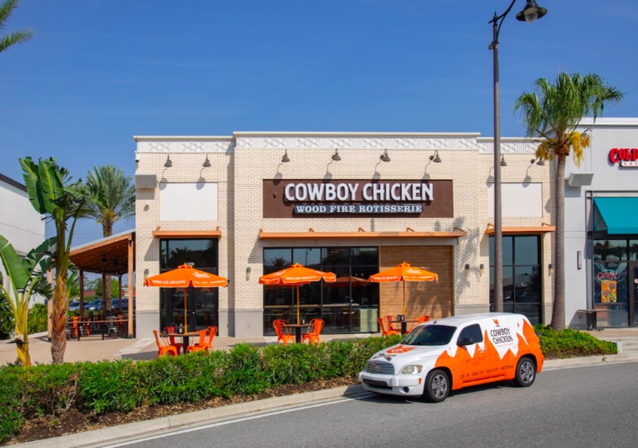 Cowboy Chicken
3290 Margaritaville Blvd., Kissimmee
Cowboy Chicken has opened at Sunset Walk in Kissimmee. The Dallas-based chain offers slow-roasted, wood-fired rotisserie chicken, crispy drumsticks, pulled brisket and more.