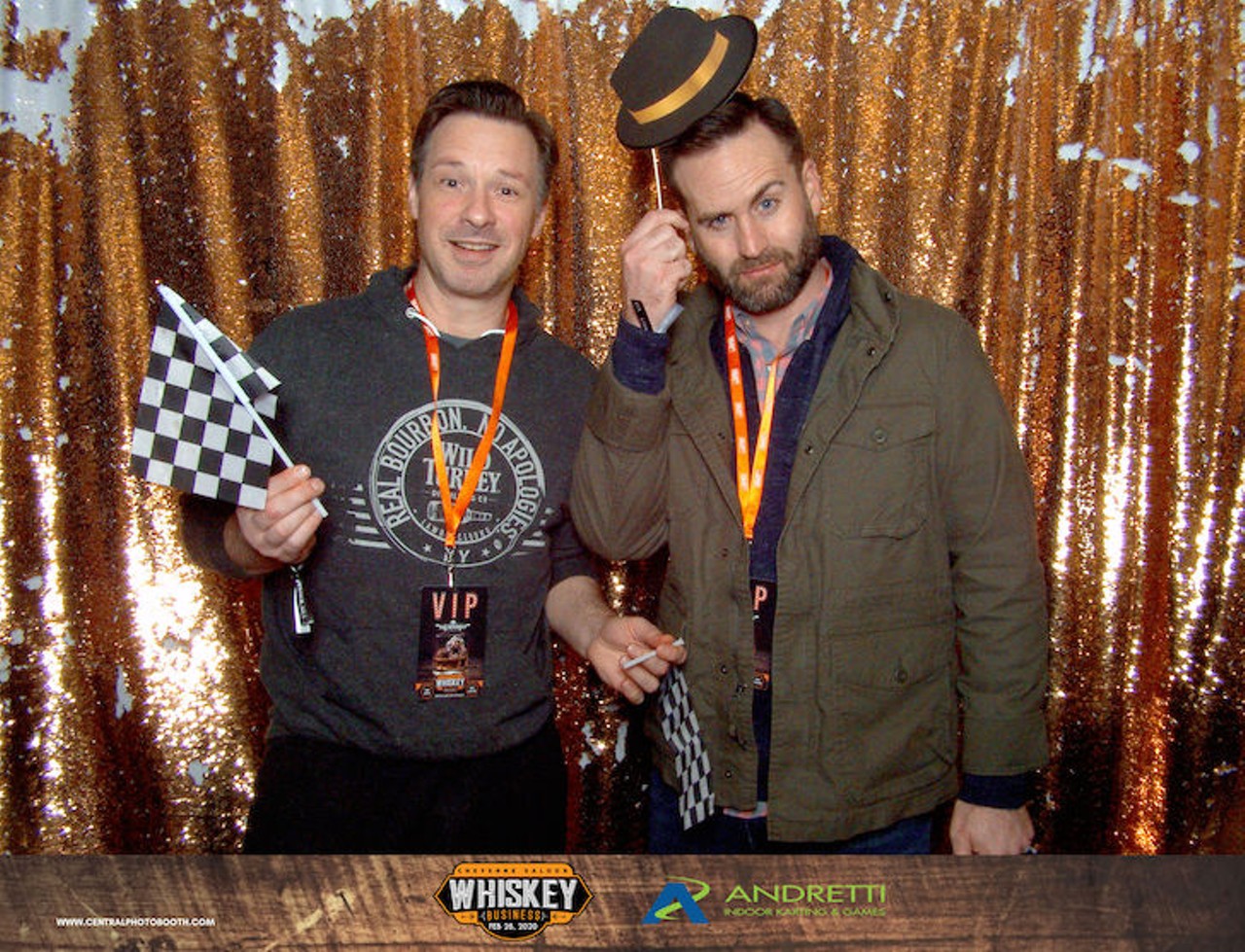 All the smiling faces at Whiskey Business 2020 Andretti Indoor Karting photo booth!