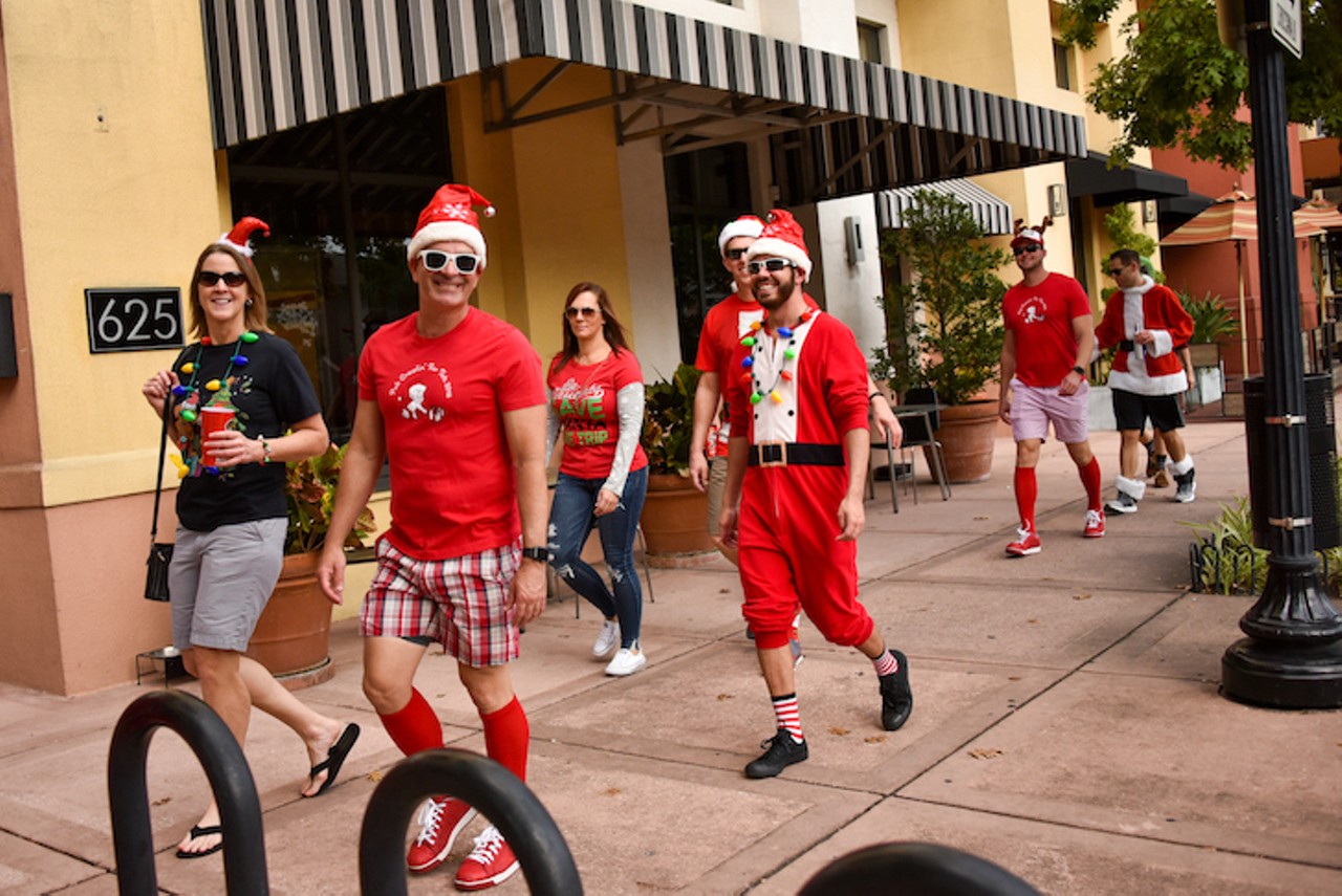 All the tipsy Santas from last weekend's SantaCon pub crawl in Thornton Park