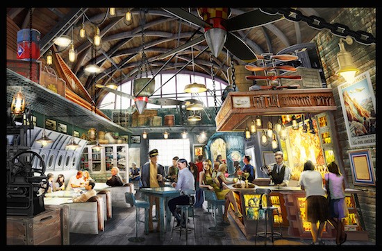 An artist's rendition of Jock Lindsey's Hanger Bar - photo via Disney Parks Blog