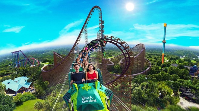 Concept art of Iron Gwazi, a hybrid coaster set to open at Busch Gardens Tampa in 2021.