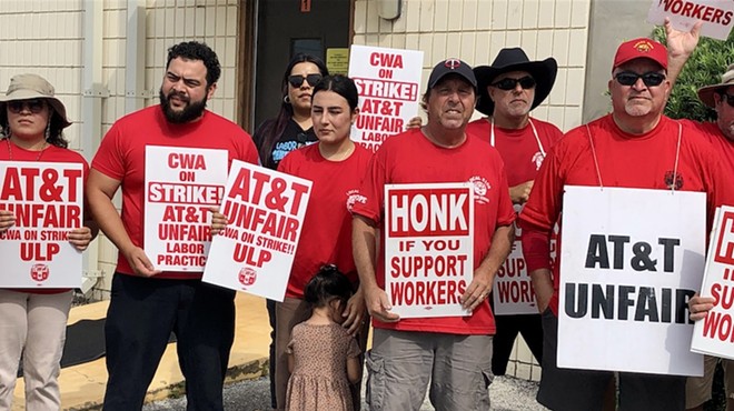 AT&T workers in Orlando, joined by fellow union members with Central Florida Jobs With Justice, strike over allegations of bad faith bargaining.