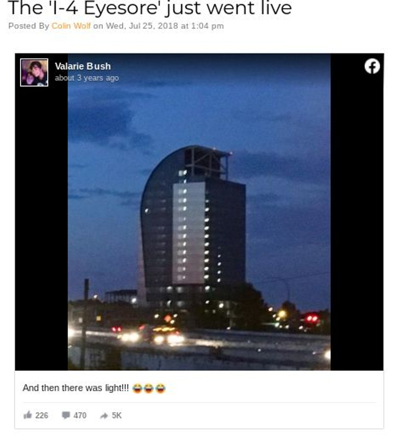 Celebrate 21 years of the 'I-4 eyesore' with some of our favorite jokes, memes