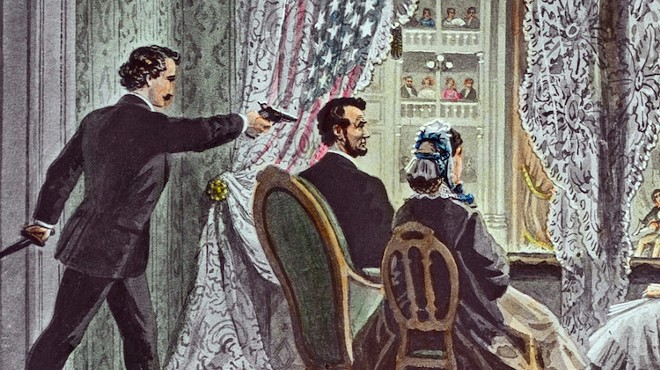 Illustration of John Wilkes Bookes assassinating President Abraham Lincoln