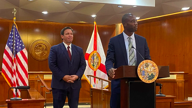State Surgeon General Joseph Ladapo speaks in 2021 after being named to his post by Gov. Ron DeSantis.