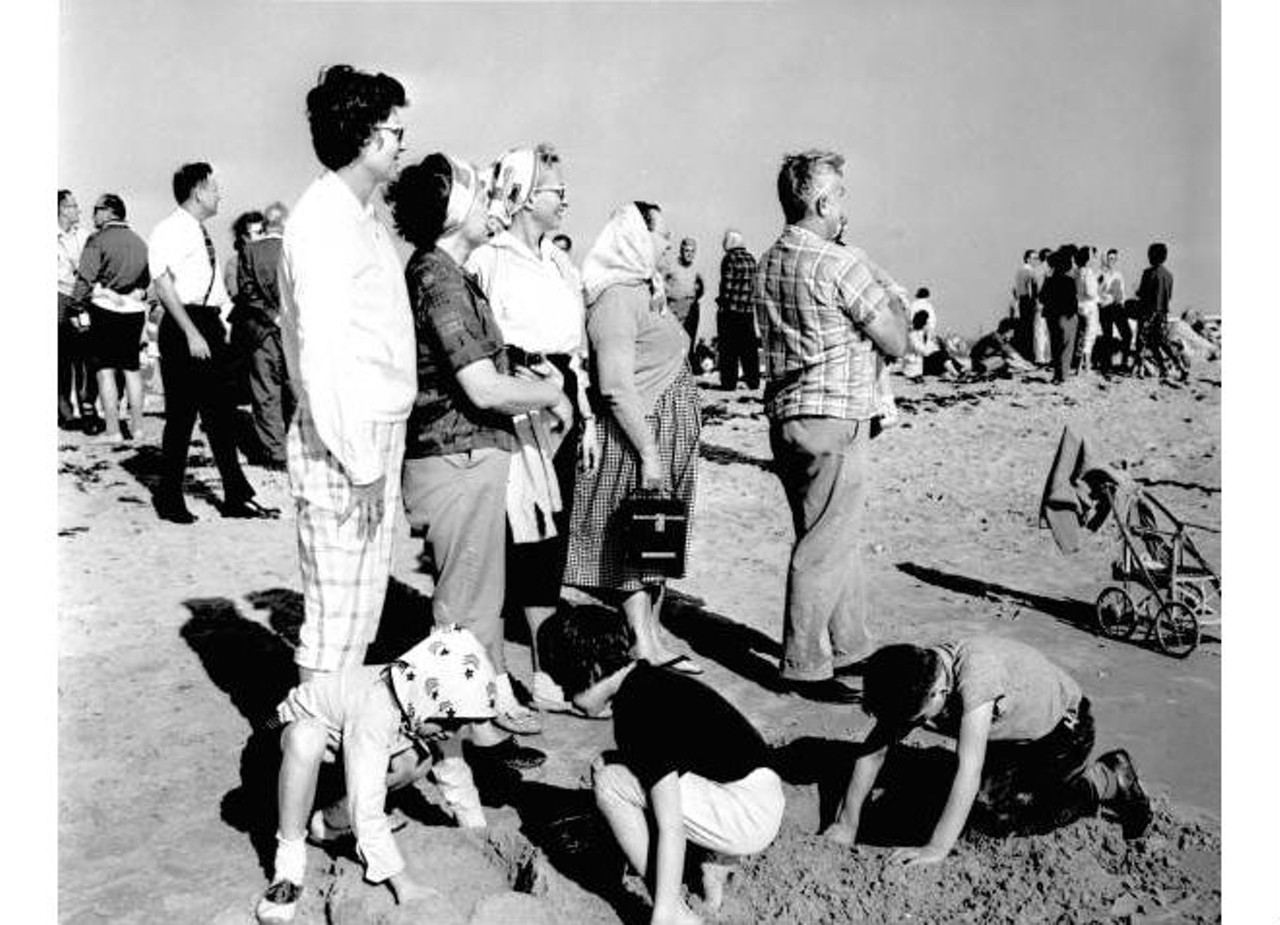 Crowd waiting for launch of Friendship 7 rocket, 1962