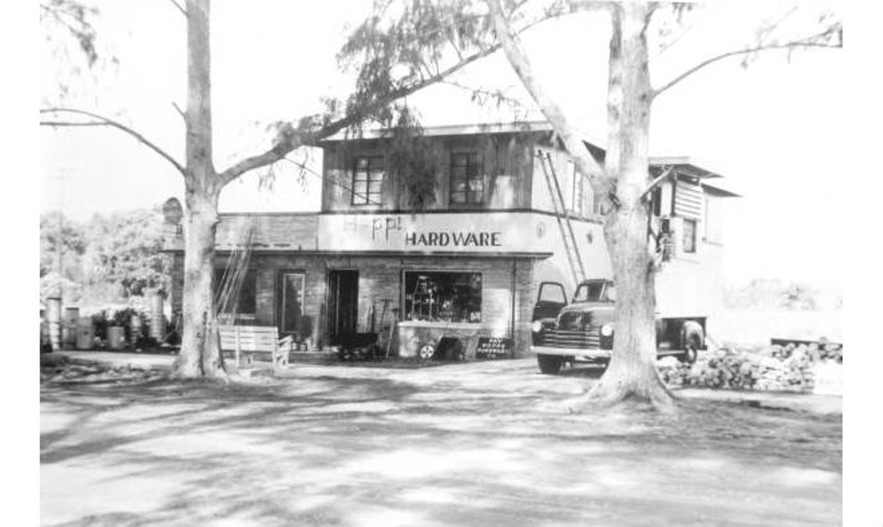 Ray Hoppi's Hardware across from City Hall on Cocoa Avenue, 1950s
