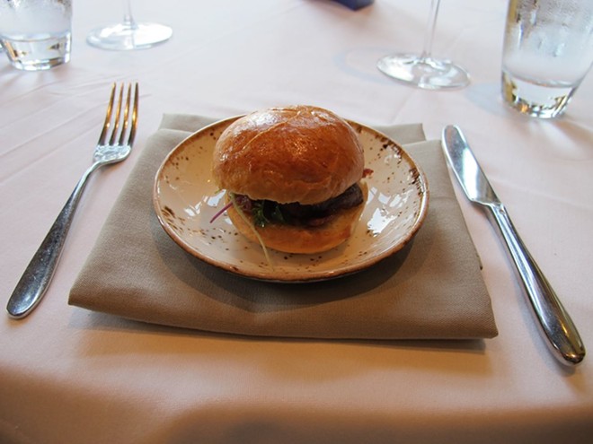 Duck confit, foie mousse, and kumquat sandwich (Vegel) - photo by Faiyaz Kara