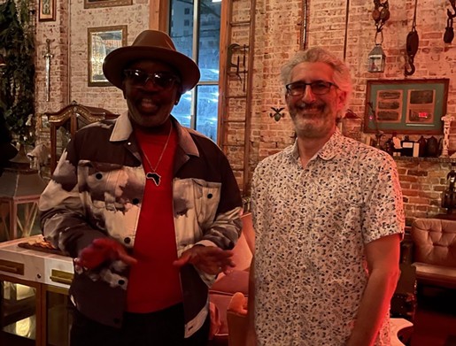 Fab 5 Freddy with reporter Seth Kubersky (right)