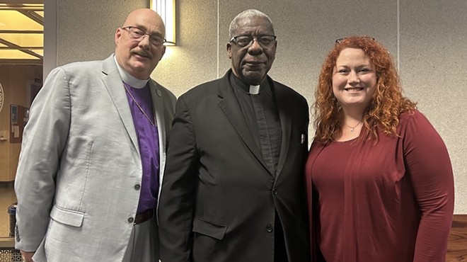 From left to right Revs. Joe Parramore, James Golden and Rachel Gunter Shapard photographed on Jan. 25, 2024. Golden and Gunter Shapard spoke against HB 931, which would authorize public and charter school districts to allow chaplains in schools.