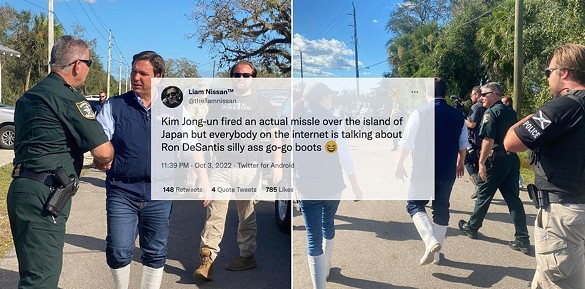Florida Gov. Ron DeSantis gets clowned for white boots photo op after Hurricane Ian