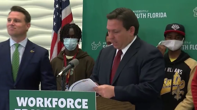 Florida Gov. Ron DeSantis tells students to take off 'ridiculous' face masks at Tampa press conference