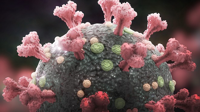 Medical 3-D rendering of microscopic view of coronavirus