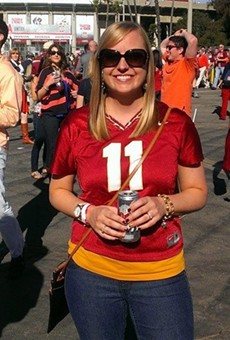 Garnet and gold! Lucky Noles fan Aimee Vitek got to go to the Pasadena Rose Bowl to witness the BCS game of a lifetime