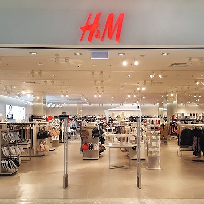 An H&M clothing store inside a mall.