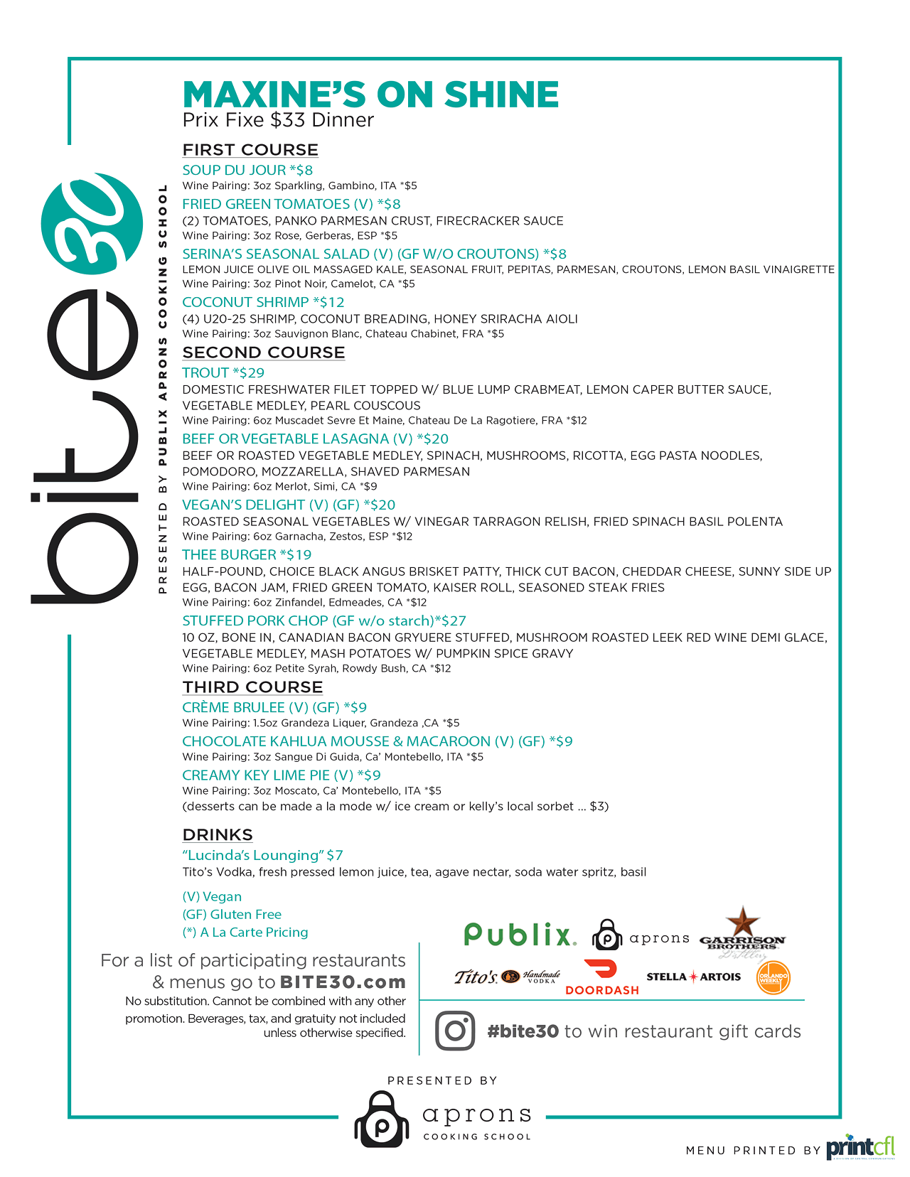 Here are all the menus for Orlando's Bite30 2022