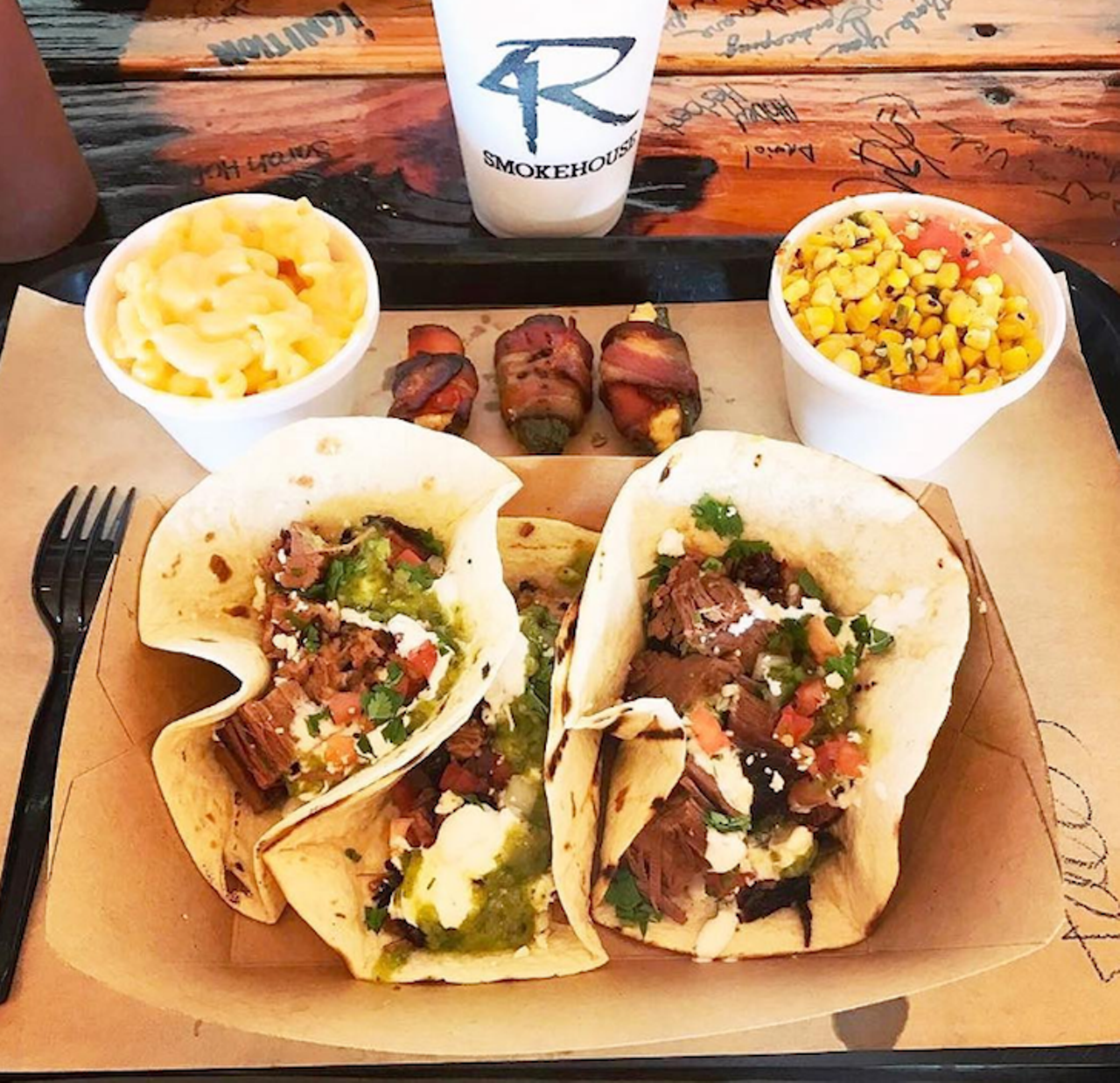  4 Rivers Smokehouse
1600 W Fairbanks Ave, Winter Park, (407) 474-8377
Tacos may not be the first thing that come to mind when you think about 4 Rivers Smokehouse, but the brisket taco is worth trying, especially on Tuesdays, when you can get three tacos and a beverage for $6.99. 
Photo via 4 Rivers Smokehouse/Instagram