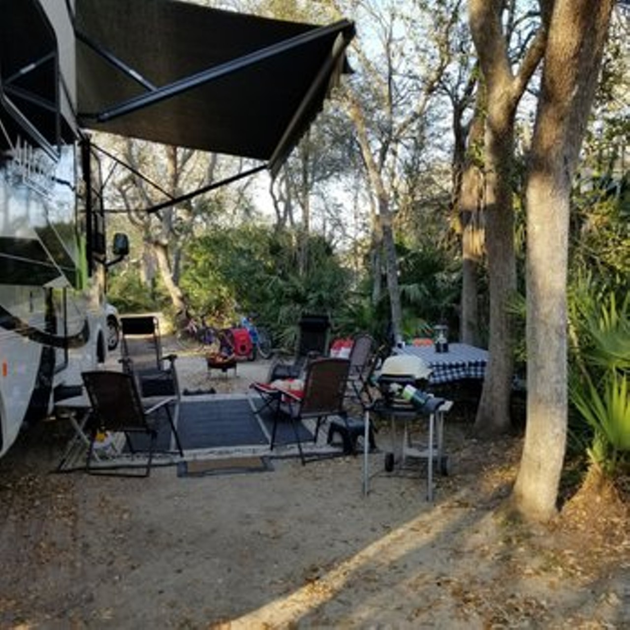 North Beach Camp Resort
4125 Coastal Highway (A1A), St. Augustine
This cozy campground is nestled in between the Atlantic Ocean and the North River, so no matter which way you walk, you’re going to hit a beach. You can camp right on the riverfront or pick a campsite under a cluster of moss-covered oaks and palmettos. And if eating burnt hotdogs and s'mores every night starts to get old, there’s even a full-service restaurant available for campers located right on the oceanfront with a great view of the sunset.
