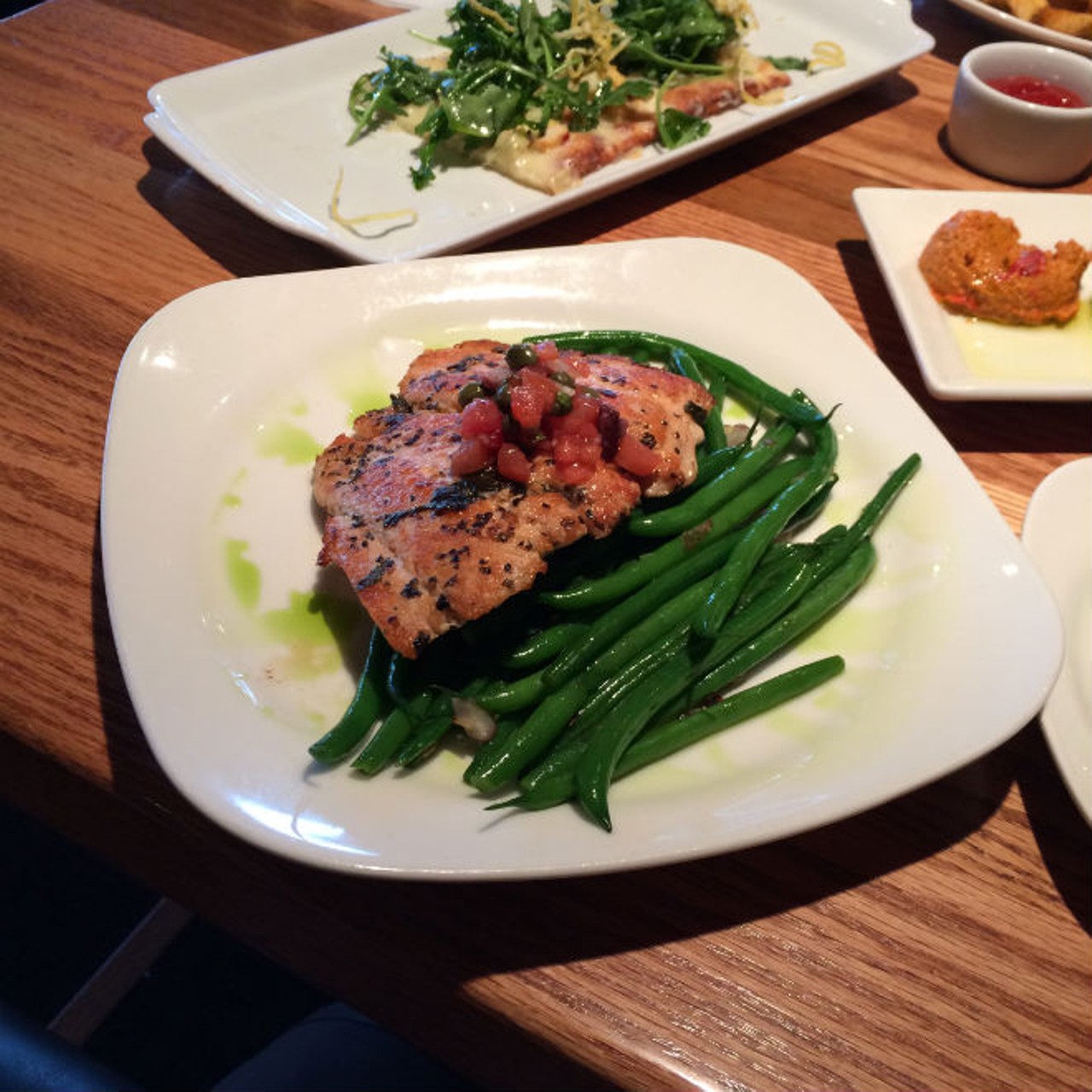 Grilled salmon with haricots verts at Carmel Caf&eacute;