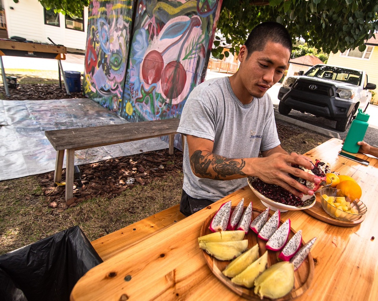 Orlando artist Boy Kong and friends launch Fruits, a weekly 'art yoga' meetup at Kaya