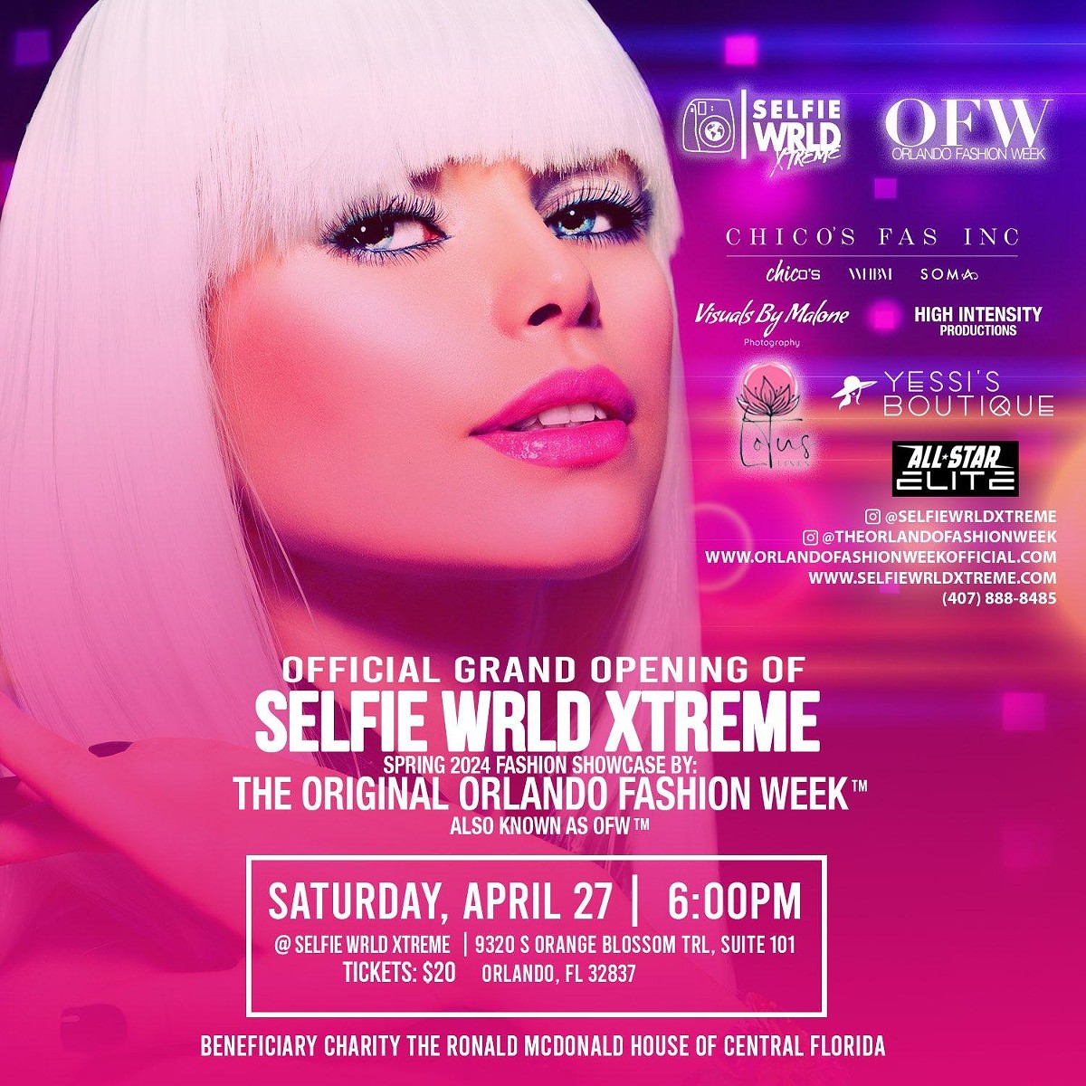 Orlando Fashion Week™️2024 Spring Fashion Show at Official Grand Opening Selfie Wrld Xtreme
