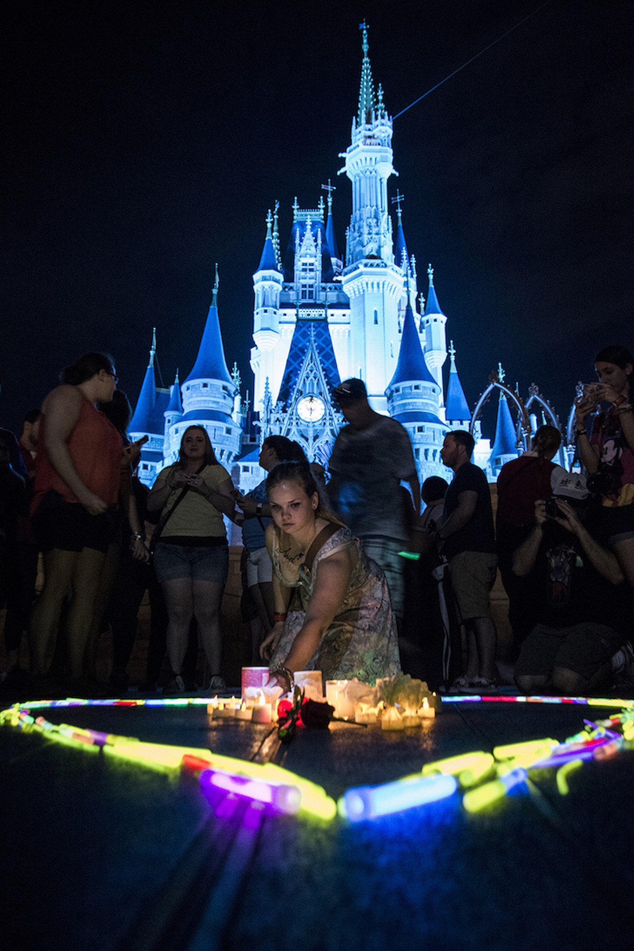 An after-hours vigil happened Saturday night at Cinderella Castle in  Walt Disney World&#146;s Magic Kingdom.
Photo by Ian Suarez