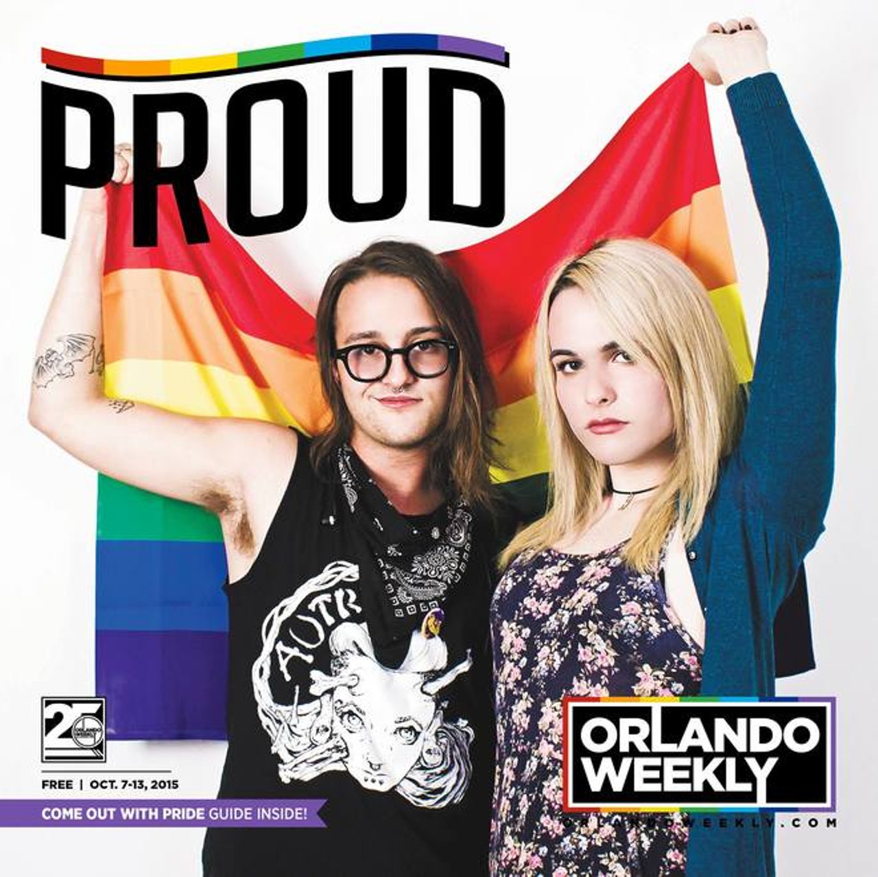 The Pride 2015 Issue
What can I say about trans community members Kaleb Alexander and Andie Tarkenton that isn&#146;t directly expressed in their faces on this cover? I&#146;ve never seen two people so nervously excited to be featured on the cover of a Pride Issue, and I just loved the end result. Easily one of the most memorable shoots of my time here at Orlando Weekly.