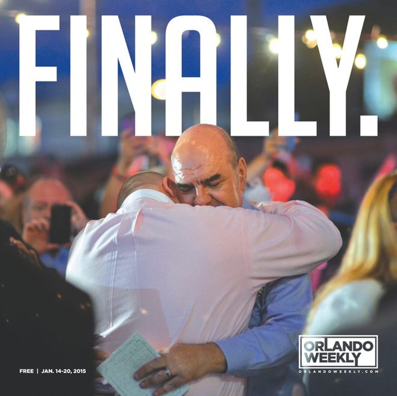 Gay Marriage Has Been Legalized
This one might be my absolute favorite cover of the year. I minimized our logo because it just wasn&#146;t about us, it was about hope. I just fell in love with Carlos Amoedo&#146;s photo that he captured of the celebration after the mass gay marriage at City Hall. The sincerity of the embrace in the middle of the crowd &#151; nobody else in the world exists to them, not even the onlooker behind them on safari with his camera phone. It was a pure moment, and there was only one word any of us could use to describe this point in history: &#147;Finally.&#148;