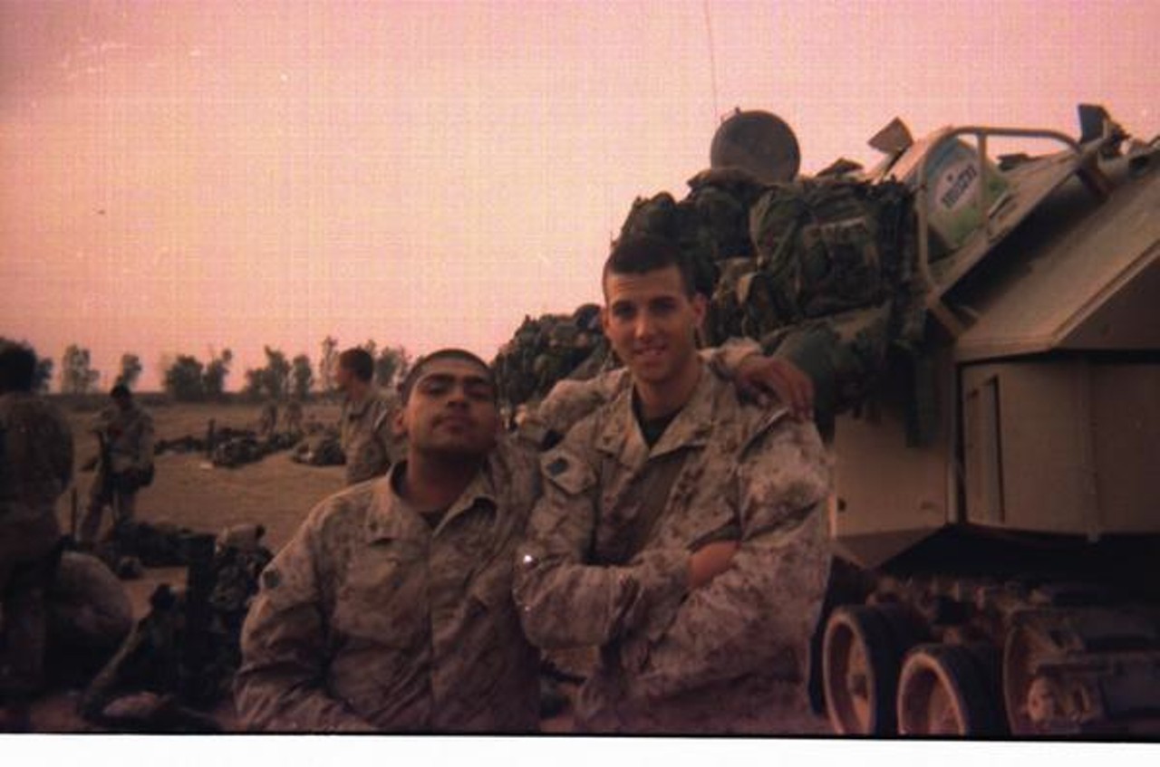 Fred and Lcpl. David Portillodelao before the assault on Fallujah, Nov. 2004.