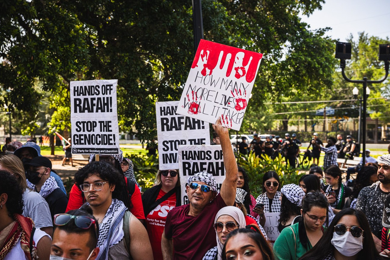 Police arrest two, pepper spray crowd at pro-Palestinian rally in downtown Orlando