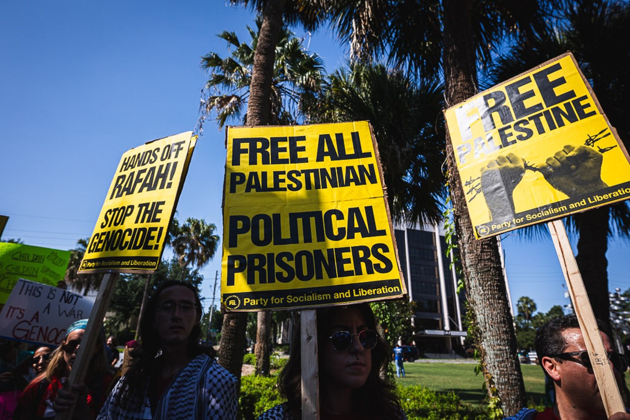 Police arrest two, pepper spray crowd at pro-Palestinian rally in downtown Orlando