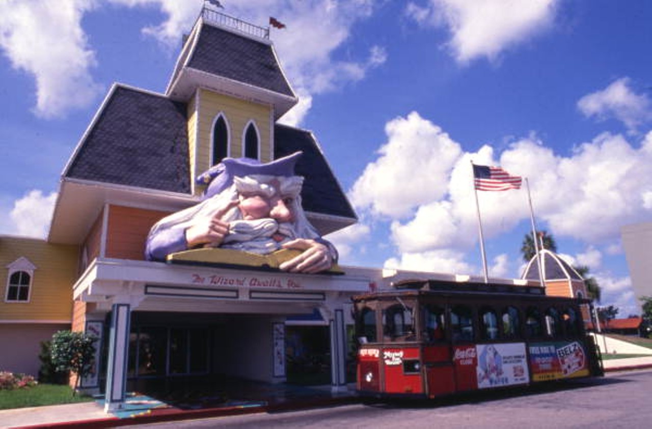 Who remembers Mystery Fun House, the lower-budget tourist attraction that used to be located in the I-Drive tourist corridor? There was a free trolley you could ride along I-Drive that would drop you off there. "The Wizard Awaits You!" (image via floridamemory.com)