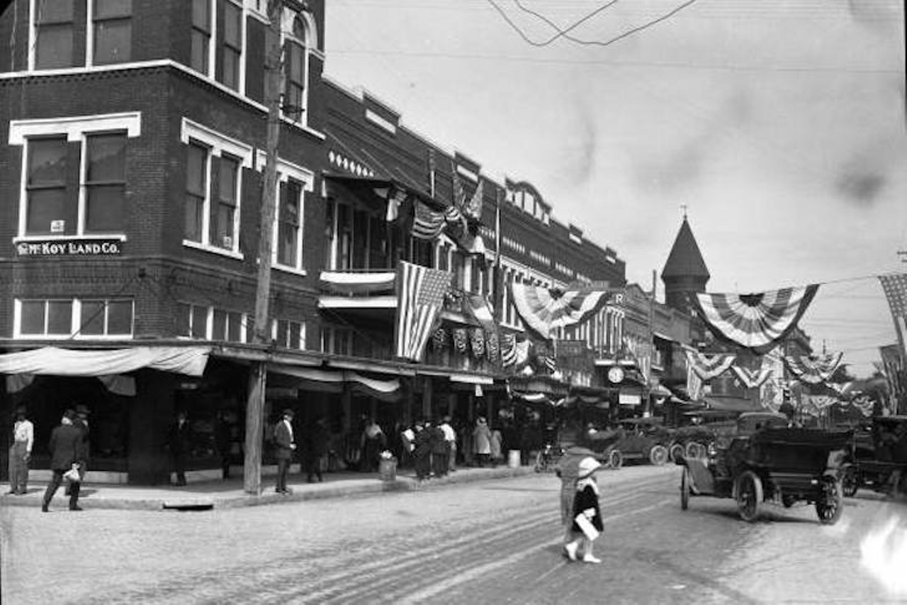 View looking north along Orange Ave. from Church St. in downtown Orlando, Florida, sometime in the 1910s.