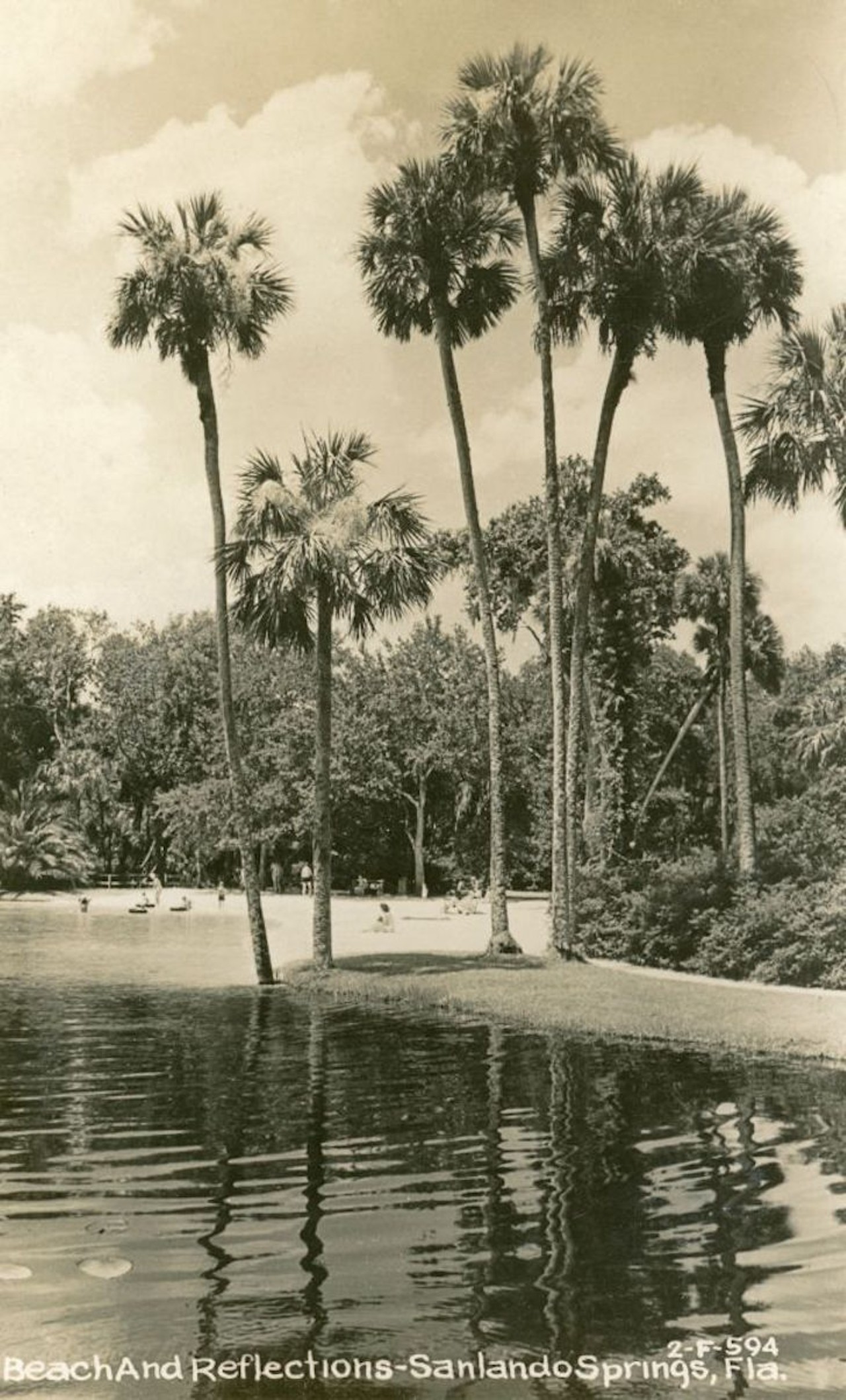 Beach and reflections - Sanlando Springs, likely after 1925.