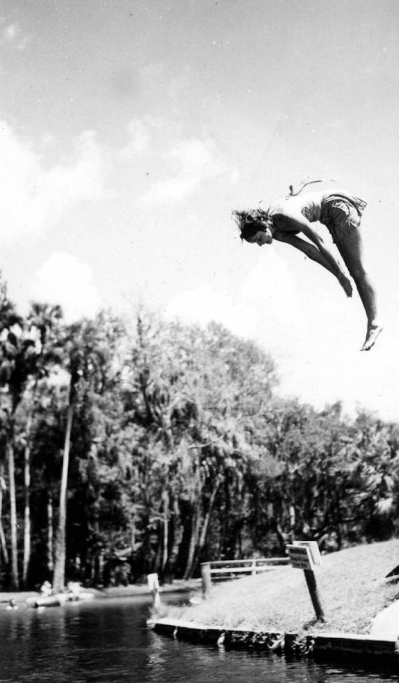 Elsie Mae McCoy dives into the springs - Sanlando Springs, 1946.