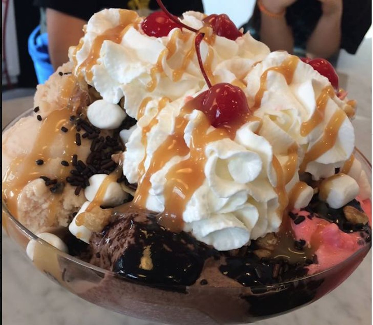 The Soda Fountain: The Zoo  
2525 Edgewater Drive, 407-540-1006
Gather all your friends to share this wild sundae. The Soda Fountain in College Park offers a five-scoop sundae topped with caramel, hot fudge, whipped cream and a bunch of cherries. 
Photo via Facebook/The Soda Fountain