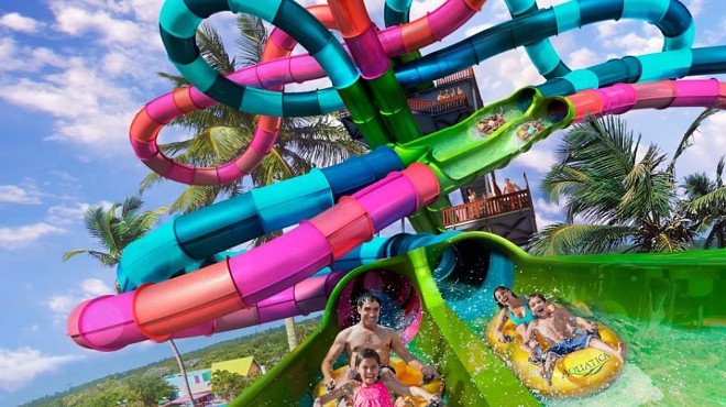 The new Riptide Race waterslide will open at Aquatica on April 3.