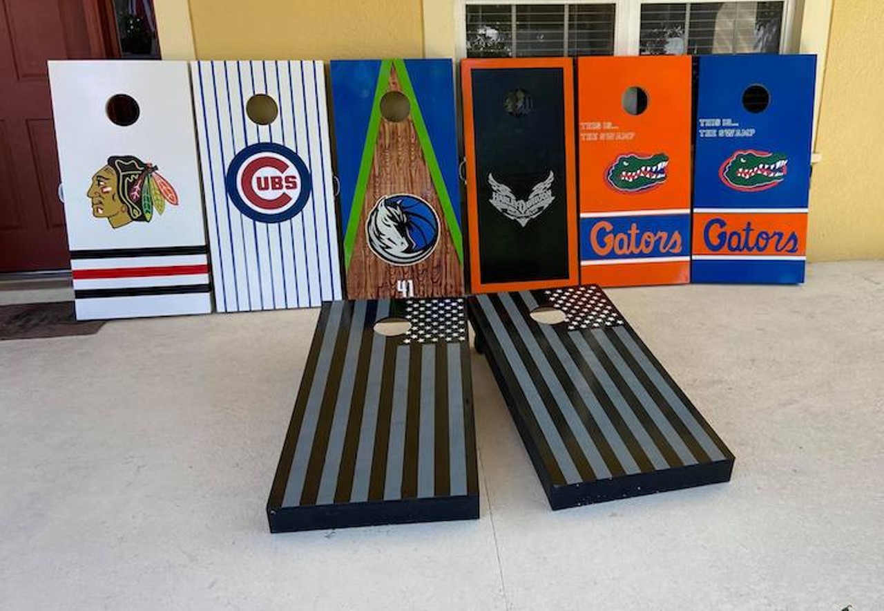 Madz Woodworkz  Dan Otte was a valet at Disney's Polynesian Village Resort, but now makes custom cornhole boards like these.