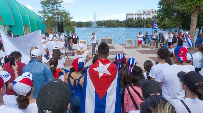 SOS Cuba protesters at Lake Eola Park on Saturday, July 18