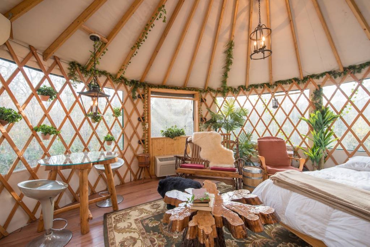 Treehouse at Danville
2 guests, Studio, 1 bed, 1 bath
$150 per night
There is no sleeping in late during your stay here with the yurt having a panoramic window, a 4-foot skylight accompany by 14-foot ceilings has the space engulfed in sunlight.