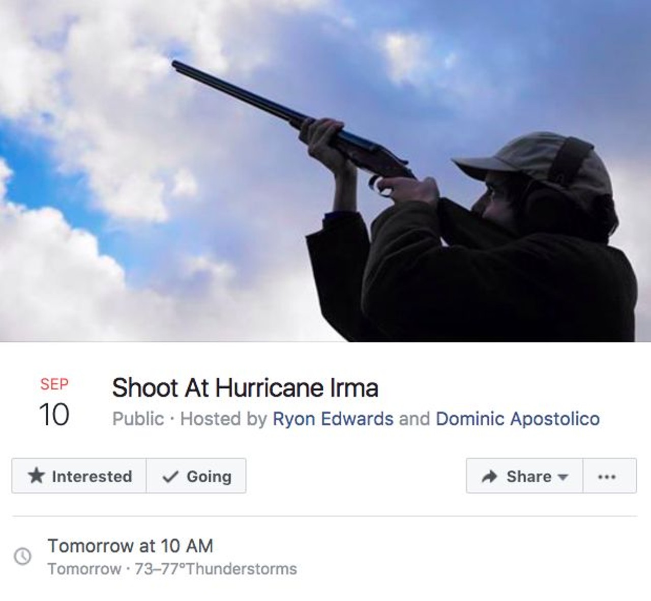 The 20 best Hurricane Irma Facebook events we wish were real
