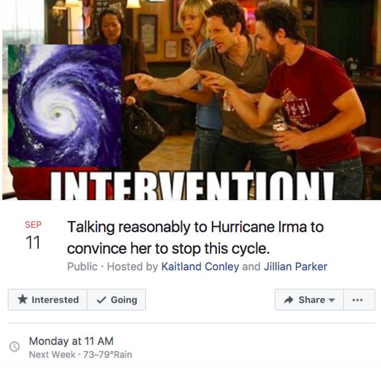 The 20 best Hurricane Irma Facebook events we wish were real