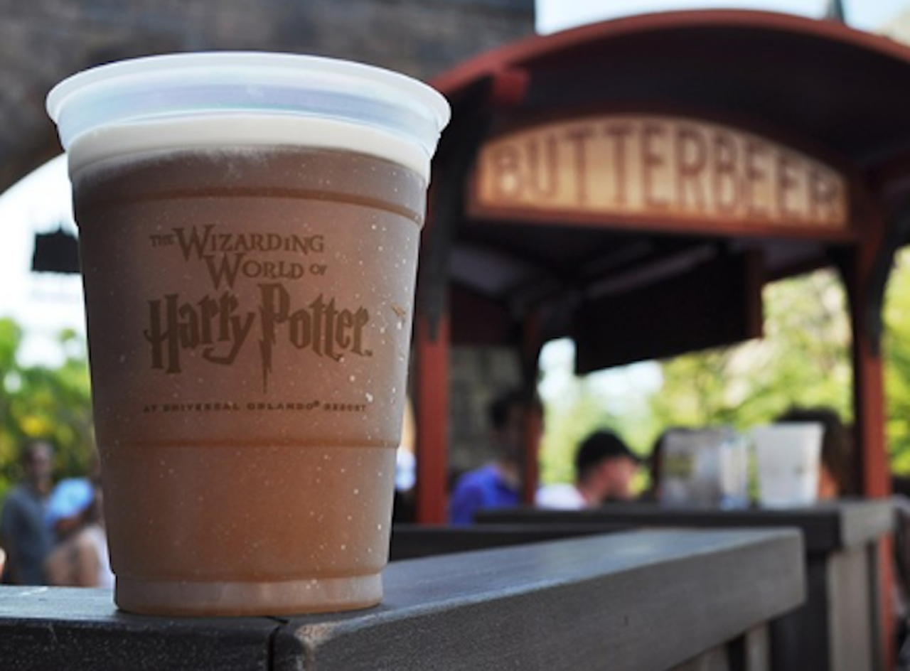 Best Way to Survive Long Lines at Universal: Frozen Butterbeer
Wizarding World of Harry Potter, 6000 Universal Blvd., 407-224-4233
Universal Orlando
Literally nothing sounds worse than sweltering in line for two hours waiting to ride Harry Potter and the Escape From Gringotts, but at least there's one consolation: that blended butterscotch concoction with the creamy, foamy "head" known as frozen butterbeer. And we're not telling you to do this, but the stealthy addition of an airplane bottle of Baileys would make queuing up even sweeter.
Photo by Jennifer Huber