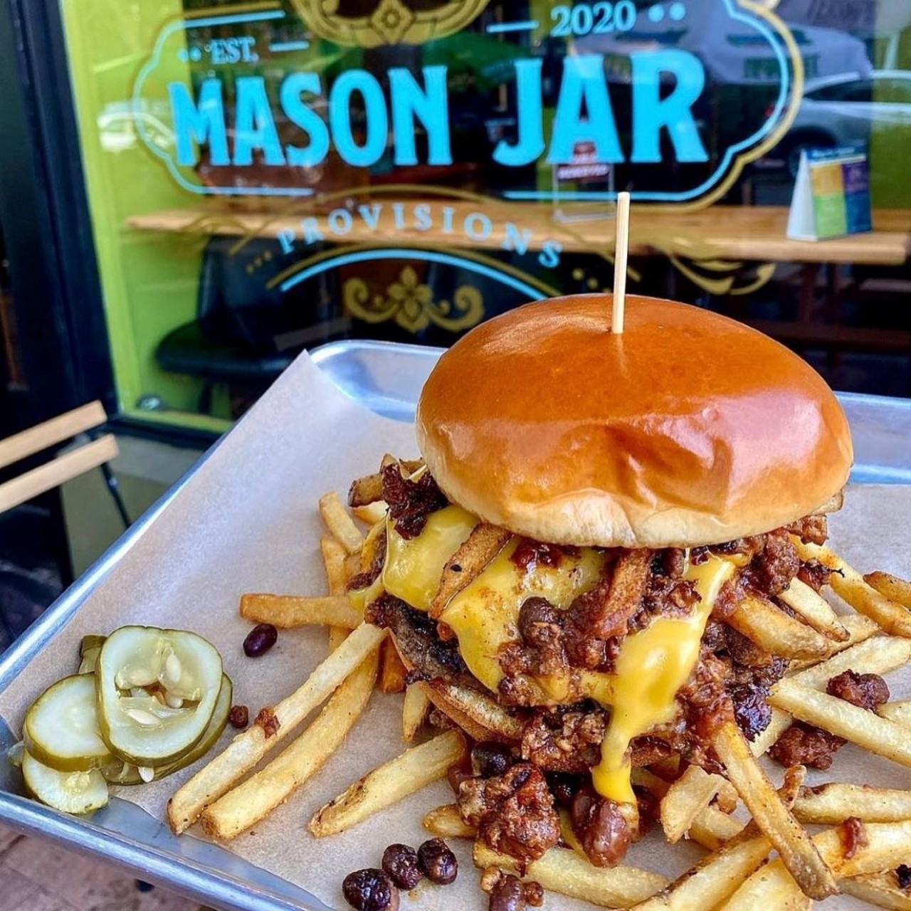 Mason Jar Provisions 
407-270-4322, 805 E. Washington St.
This Southern-inspired scratch kitchen has a menu packed with classic American dishes, and nothing quite says Americana more than a chili cheese smash burger. 
Photo via Mason Jar Provisions/Facebook