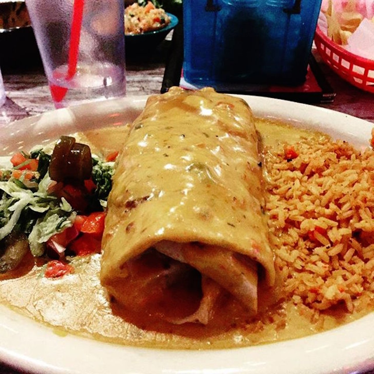 Chuy&#146;s
1434 N. Alafaya Trail
If you&#146;re a burrito fan, you should probably try Chuy&#146;s &#147;Big As Yo&#146; Face&#148; Burrito, which is just what it sounds like. This homemade, 12&#148; flour tortilla is stuffed with refried beans, cheese and your choice of bean and cheese, seasoned ground sirloin, oven roasted chicken, or fajita chicken or beef. Depending on what you order, the price ranges from $8.79 to $10.99, but each meal is served with a choice of sauce and Mexican or green chile rice.
Photo via sweetdee013/Instagram