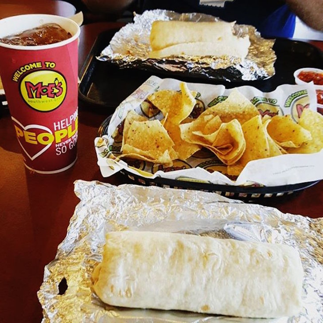 Moe&#146;s Southwest Grill
4650 N. Alafaya Trail; 423 N. Alafaya Trail
You&#146;re pretty much out of the loop if you haven&#146;t taken part in Moe&#146;s Monday at least once in your lifetime. For $6.49, customers can get a burrito, chips, salsa and a drink. There are several options to choose from when making a burrito, or you can step out of your comfort zone and try the Chili con Queso Burrito. Wrapped in a flour or whole-grain tortilla, Moe&#146;s famous queso is mixed with seasoned ground beef and fresh jalape&ntilde;os, served with rice, beans, shredded cheese, pico de gallo and your choice of protein.
Photo via justin.ray.johnson88/Instagram