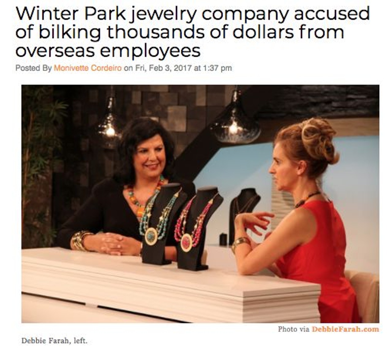 Bajalia International Group, a Winter Park jewelry company promoted on HSN, is being accused of bilking thousands of dollars from the female artisans it employs in developing countries like Afghanistan and India. Read more