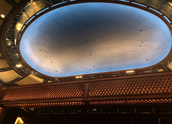 The Alexis and Jim Pugh Theater ceiling, featuring artwork by Tom McGrath.