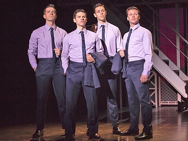 The cast of Jersey Boys, currently at Orlando's Bob Carr through April 27 (photo courtesy Broadway Across America)